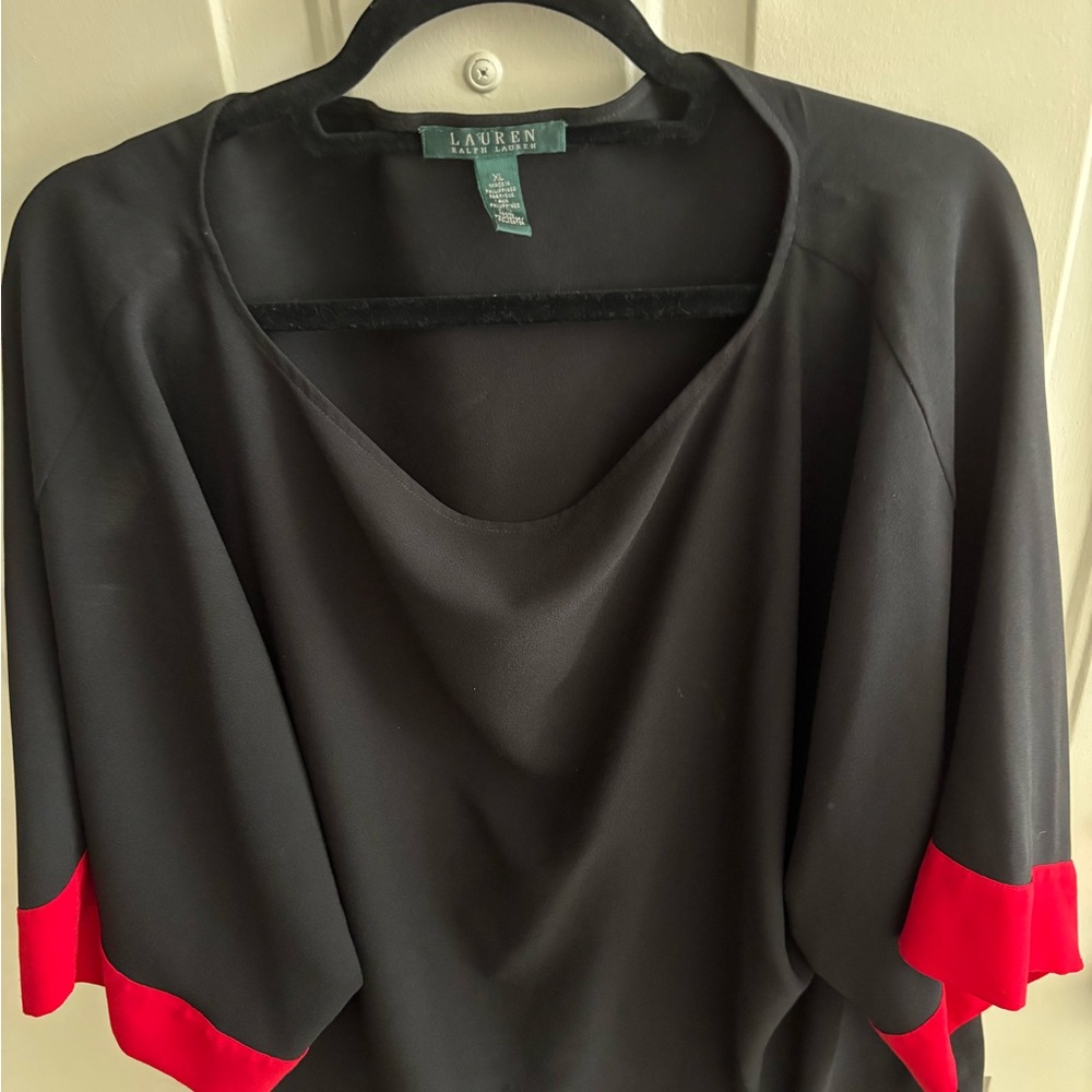 Lauren Ralph Lauren Black and Red blouse excellent with black leggings.